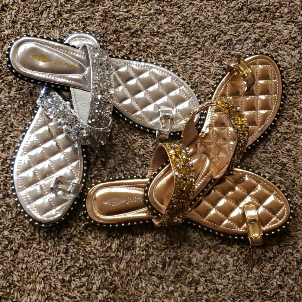 Gold and silver jeweled sandals